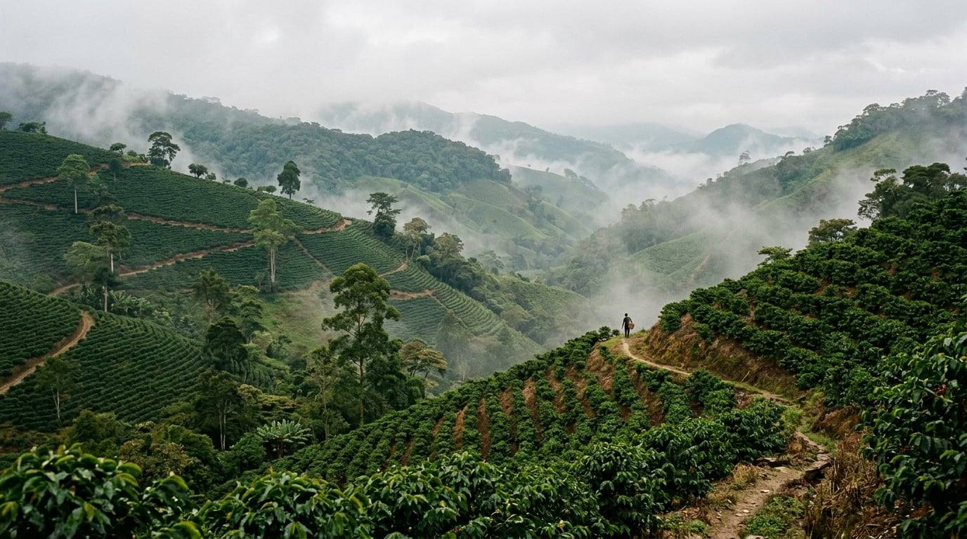 Plantación en ladera, ambiente húmedo