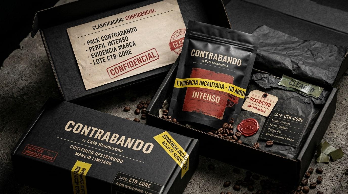 Bolsa café Contrabando — imagen catálogo / pack real